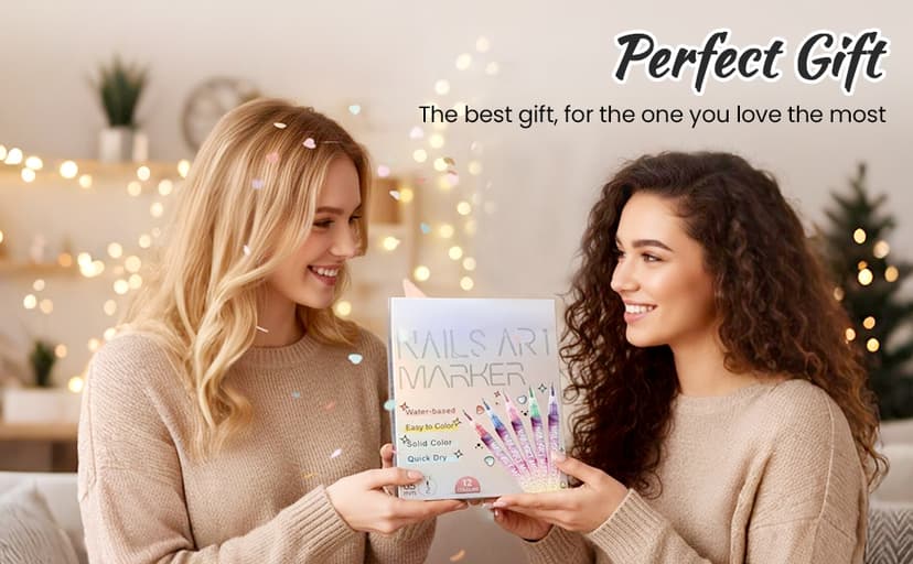 Nail Art Pens Set 12 Colors Nail Art Markers,2025 Nail Polish Pens Drawing Painting Pen for Home Salon,Quickly Dry Nail Art Nail DIY Decoration for Adult Kids (12-Colors)