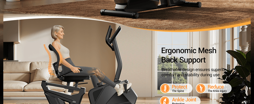 CURSOR FITNESS Recumbent Exercise Bike, Quiet Recumbent Stationary Bike for Adults & Seniors, Magnetic Stationary Bike with 16-Level Resistance, Supports 350LB, Heart Rate Handle & LCD Display