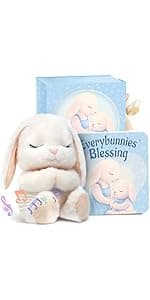 Baptism Gifts for Girl, Catholic Christening, Baby Dedication & Baptismal Gift Set for Baby Girls & Kids - with 9" Musical Praying Lamb Plush Toy & God's Little Blessing Book in Keepsake Box