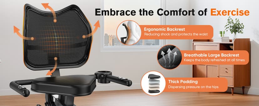 pooboo Recumbent Exercise Bike, Stationary Bikes for Home with Arm Exerciser, Magnetic Recumbent Bike with Ergonomic Backrest & Comfortable Seat, Smart APP, Pulse Sensor, 400LBS Weight Capacity