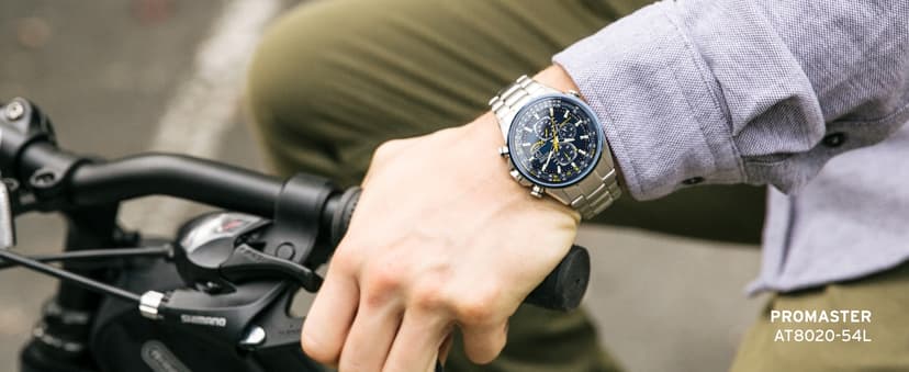 Citizen Men's Eco-Drive Sport Luxury World Chronograph Atomic Time Keeping Watch in Stainless Steel, Blue Dial (Model: AT8020-54L)