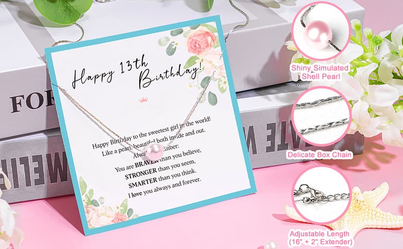 13th Birthday Gifts for Girls – Gift Set for 13 Year Old Girl with Glass, Jewelry, Bracelet, Socks, Makeup Bag – Teen Girl 13th Birthday Decorations – Present for Daughter, Niece, Granddaughter