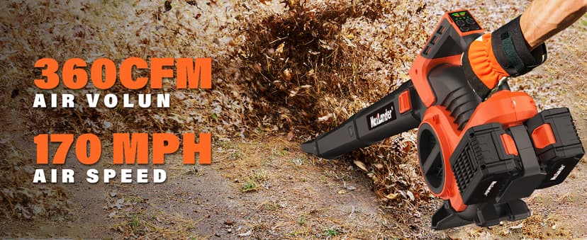 MAXLANDER Cordless Leaf Blower & Vacuum with Bag, 3-in-1 Brushless Battery Powered Leaf Vacuum Mulcher 40V 170MPH 360CFM 5 Speeds Leaf Blowers for Lawn Care 2x4.0Ah Battery & Charger Included