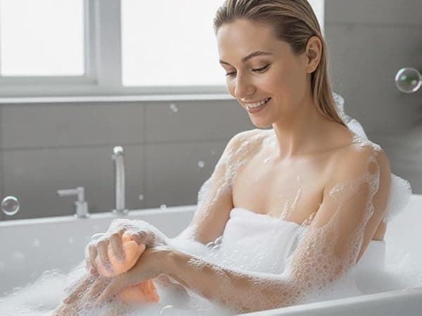 ARCH&M Exfoliating Washcloth Body Scrubber Back Scrubber for Shower Japanese Beauty Washcloth Bath Wash Cloth Korean Exfoliation Luffah Towel Net Sponge Loofah Body Scrub 3 Pack