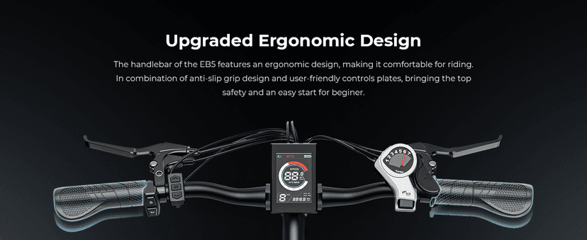 Jasion EB5 Electric Bike for Adults with Peak 1000W Brushless Motor, 40Miles 20MPH Commuting Electric Mountain Bike with 360Wh Removable Battery, 7-Speed, 26" Tires and Front Fork Suspension