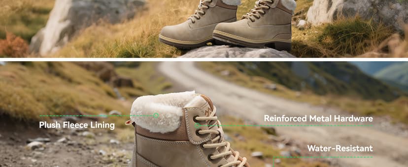 COTTIMO Womens Hiking Snow Winter Boots- Ladies Casual Outdoor Lightweight Ankle Boots Work Backpacking Lace up Fur Lined Walking Trekking Shoes