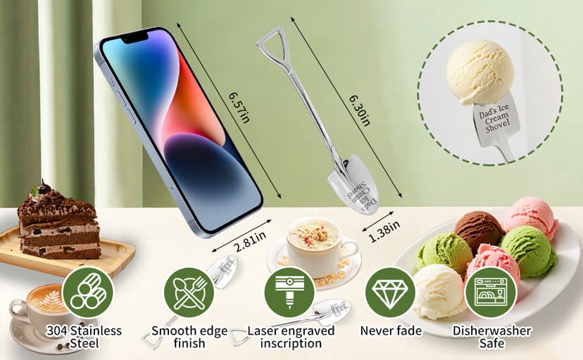 Christmas Gifts for Dad - Funny Stainless Steel Ice Cream Shovel Spoon, Son and Daughter Give Birthday Gifts to Dad Father's Day Gift Thanksgiving Gifts - cute and practical