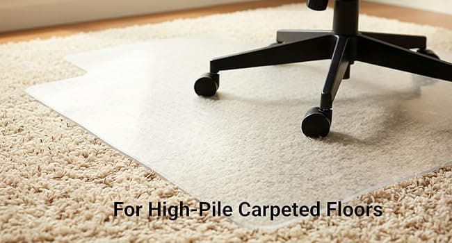 Staples Office Chair Mat, Clear Floor Mats with Lip, Flat-Pile Carpets, Extended Under-Desk Coverage, 53 x 45 Inch, Smooth Glide