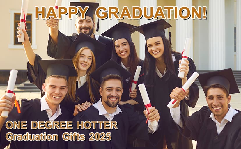 Graduation Gifts for Her, Him - 40 oz Insulated Tumbler - 2025 Funny College, Masters Degree, Phd Graduation Gifts for Women Men - One Degree Hotter - Stainless Steel Travel Cup with Lid & Straw 40 oz