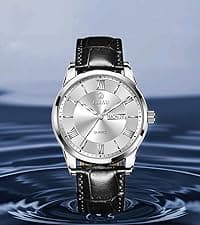 OLEVS Mens Watches Dress Waterproof Watch with Date Day Analog Quartz Casual Wrist Watch Large Number Classic Luxury Luminous Scales 41mm Big Face Easy Read Reloj para Hombre