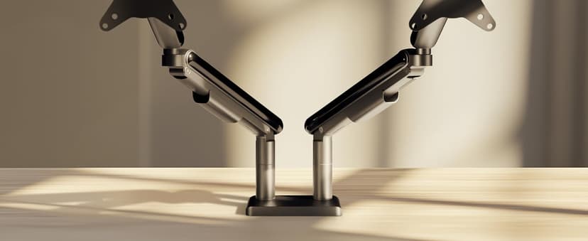 Desktronic Dual Monitor Arm — PowerSpring Technology for 2 Monitors, Up to 34" & 17.6 lbs Each, 360° Rotation, VESA 75/100 Compatible, Ergonomic Design for Home Office & Gaming Setup