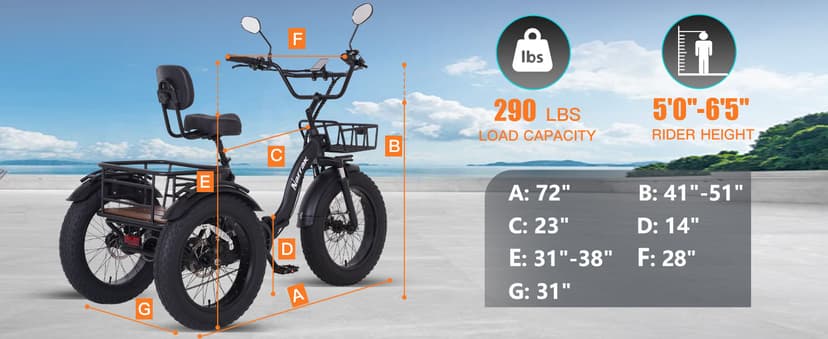 Electric Tricycle for Adults,Fat Tire Folding Electric Trike,3 Wheels Electric Bicycle Bikes, Peak 1350W Step-Thru Etrike with Removable Battery and Large Basket for Women Men