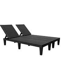 YITAHOME Outdoor Chaise Lounge Chair, Plastic Pool Chaise Lounge with 5-Position Backrest, Easy Assembly & Waterproof for Patio & Poolside, Set of 2, Brown
