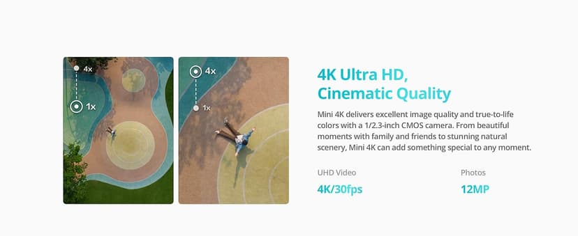 DJI Mini 4K, Drone with 4K UHD Camera for Adults, Under 249 g, 3-Axis Gimbal Stabilization, 10km Video Transmission, Auto Return, Wind Resistance, 1 Battery for 31-Min Max Flight Time
