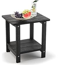 LUE BONA HDPS Adirondack Chairs Set of 4, Long-Lasting All-Season Outdoor Patio Chairs, Hidden Cup Holder, 350 LBS, Black