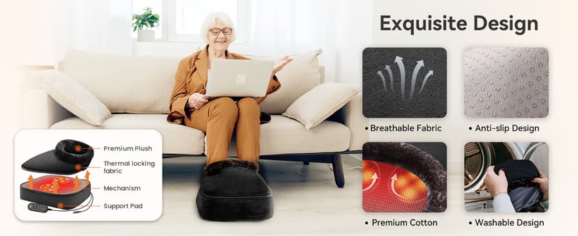 2026 Upgraded, Heat Up to 130°F, Reversible Kneading, 2-in-1 Foot and Back Massager for Home Office Use, Fits Men's Size 13 Snailax Shiatsu Foot Massager with Heat, Foot Warmer with Removable Cover B07SG4VBTY