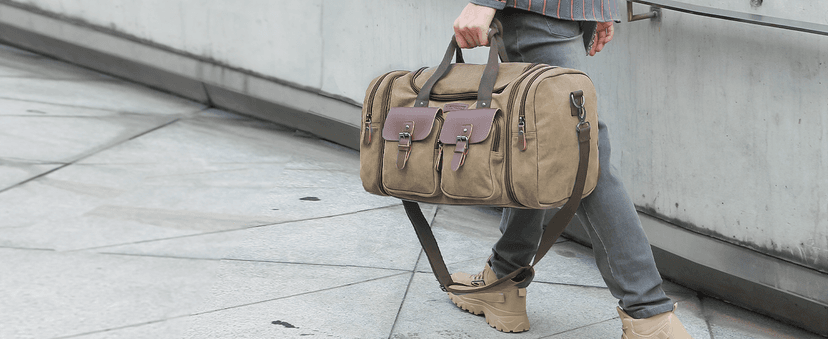 Wildroad Waxed Canvas Duffle Bag - 50L Waterproof Weekender Overnight Travel Bag