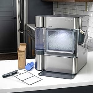 GE Profile Opal 2.0 Ultra Nugget Ice Maker with .75 Gallon Side Tank and Scale Inhibiting Filter, Scoop Included, 38 lbs in 24 Hours, Pellet Ice Machine with WiFi & Smart Connected, Stainless Steel