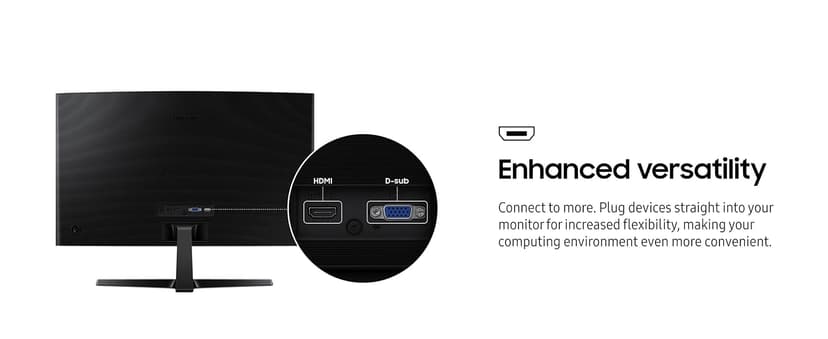 Samsung 24" Essential S3 (S36GD) Series FHD 1800R Curved Computer Monitor, 100Hz, Game Mode, Advanced Eye Comfort, HDMI and D-sub Ports, LS24D366GANXZA