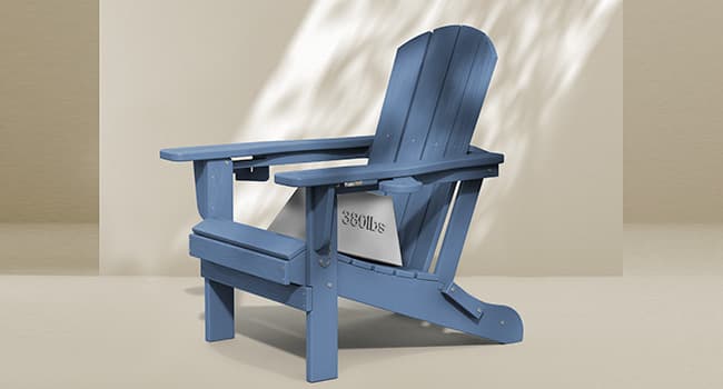 SERWALL Folding Adirondack Chair, HDPE Adirondack Chairs Set of 2, Plastic Outdoor Chairs- Looks Exactly Like Real Wood- Navy