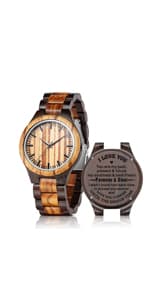 UMIPHIMAT Engraved Wooden Watches for Men - Customized Wood Wrist Watches for Husband Boyfriend Dad Son