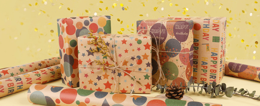 Kraft Wrapping Paper,Colorful Happy Birthday Pattern For Boys Girls, Perfect For Birthday Party, Baby Shower NESCCI Birthday Wrapping Paper,Gift Wrapping Paper Roll-17 inch X 32.8 Feet B0D3X3XZQC