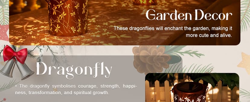 Christmas Gifts For women,Solar Lanterns Outdoor Hanging Lantern Lights, Dragonfly Hollowed-Out Metal Decor Lantern, Waterproof LED Decorative Garden Light - Delicate Garden Decoration for Patio, Yard