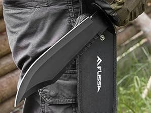 FLISSA Survival Hunting Knife with Sheath, 15-inch Full Tang Fixed Blade Tactical Bowie Knife with Sharpener & Fire Starter for Camping, Outdoor, Bushcraft