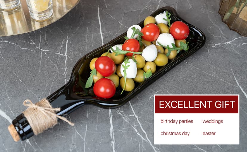 Melted Wine Bottle Serving Boards; Decorative Rectangle Serving Trays for Home Decor; Small Cheese Platter Serving Board; Unique Cheese and Cracker Tray for Dinner Party