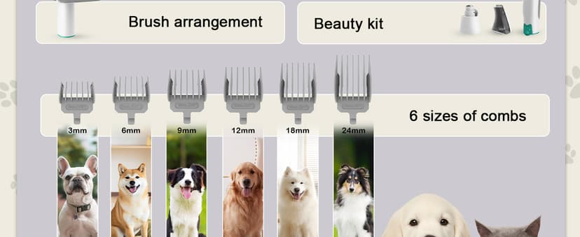 Dog Grooming Kit, Pet Grooming Vacuum with Pet Clipper Nail Grinder, Dog Hair Vacuum with 6 Pet Grooming Tools for Dogs Cats Shedding Grooming