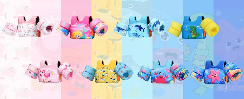 HeySplash Swim Vest for Kids, Toddler Pool Floaties, Children Swimming Vest with Adjustable Strap, Swim Jacket Water Wing Arm Float, Puddle Sea Beach Boat Jumper Boy Girl Baby