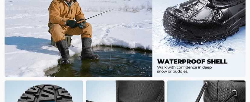 NORTIV 8 Men's Waterproof Winter Snow Boots Insulated Fur Liner Lightweight Outdoor Tall Boots