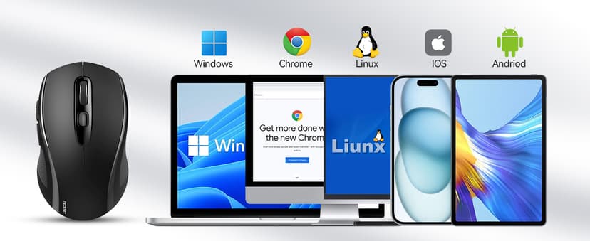 TECKNET Bluetooth Mouse, 4000DPI Wireless Mice for Laptop 2-in-1(BT 5.0/3.0+2.4Ghz) Computer Portable PC Mouse Wireless with USB Receiver for Mac (USB-A+Bluetooth, Black)