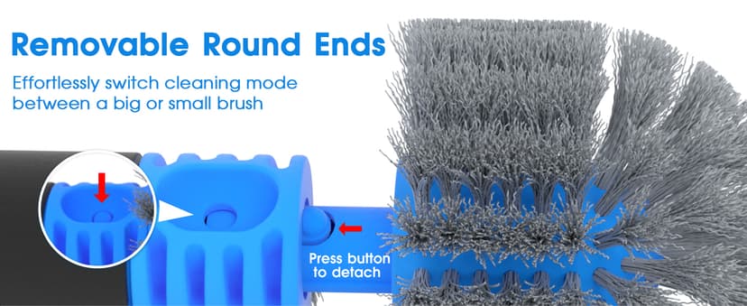 20'' 2 in 1 Pool Brush Head Cobweb Duster Heavy Duty Pool Cleaning Detachable Round Brush with EZ Clip & Wavy Nylon Bristles for Inground Pool & Above-Ground Pool (Without Pole)