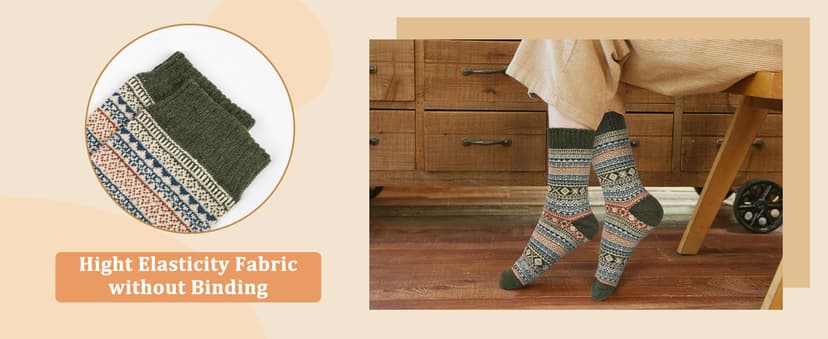 Senker Fashion Womens Wool Socks, Stocking Stuffers Gifts for Women Men Warm Soft Crew Boot Sock for Winter Hiking