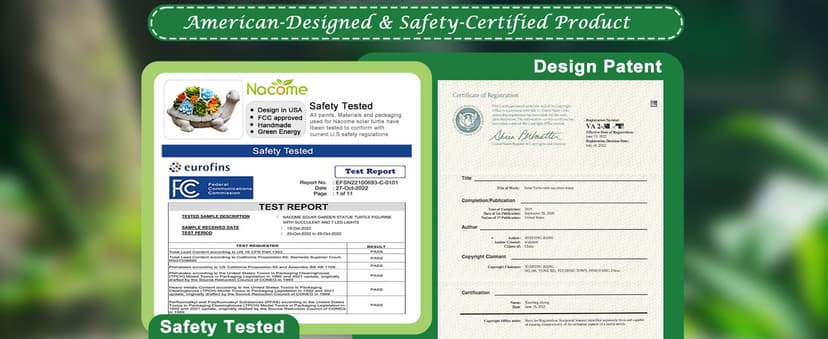 Nacome Solar Garden Outdoor Statues Turtle with Succulent and 7 LED Lights - Lawn Decor Tortoise Statue for Patio, Balcony, Yard Ornament - Unique Housewarming Gifts