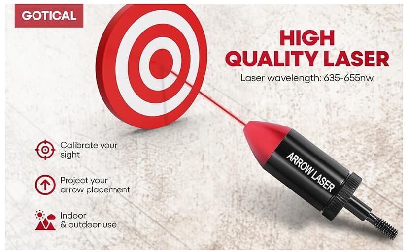 GOTICAL Arrow Laser Sight Tactical Archery Bore Sight Red Dot Laser for Compound Bow Crossbow Boresighter Sight Tool for Target