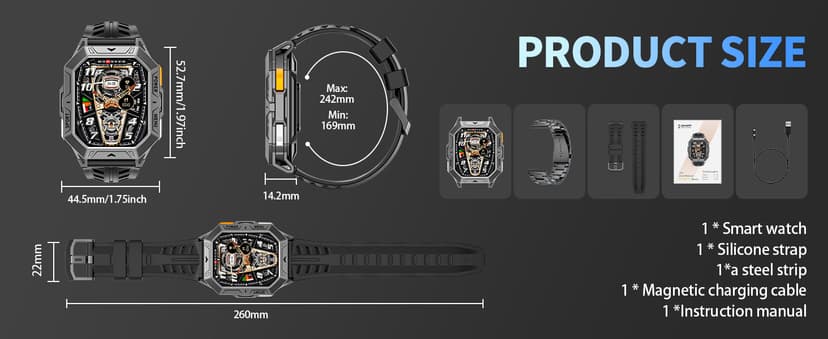 LIGE Military Smart Watches for Men(Answer/Make Calls),100-Day Battery Life,2.13" AMOLED Outdoor Sports Smartwatch with Compass,Heart Rate/Sleep Monitor Fitness Tracker for Android iOS,AI Voice