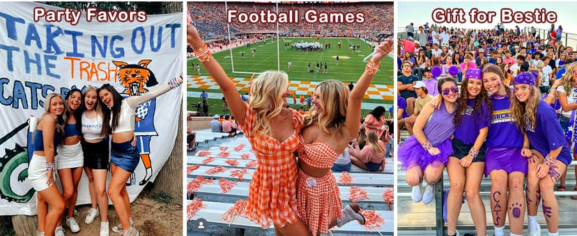 Game Day Bracelets for Women - Red, Black, Blue Heishi Clay Beaded Stretch Bracelets - Stackable Sports Charm Bracelet Bangles - Football Mom Accessories & Outfits Jewelry Gifts