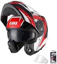 LEM Modular Motorcycle Helmets Fiberglass, Full Face Motorcycle Helmet Flip Up for Touring, DOT Certified, Release Sun Visor & Removable Comfort Liner, Lightweight Street Bike Helmet (White, M)