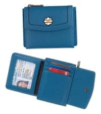 XINNSTAR Small Wallet for Women, Genuine Leather RFID Blocking Credit Card Holder Slim Compact Coin Purse Women's Wallets with ID Window 8 Card Slots