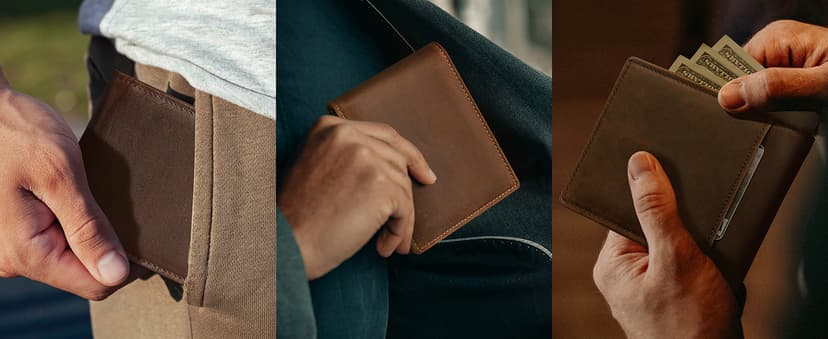 Artpaxy Mens Wallet Genuine Leather Bifold RFID Blocking Wallet for Men with 1 ID Window 13 Card Holders 2 cash pockets 1 Gift Box