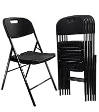 6 Pack Folding Chair, 600 lb Weight Capacity,Indoor/Outdoor Heavy Duty Foldable Chairs for Restaurants, Kitchens, Picnics, Races, Parties & Weddings. (6, Black)