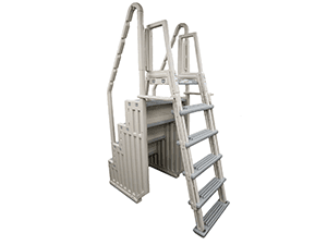 Confer Plastics Step-1X: Sturdy Above Ground Entry System with Dual Handrails and Slip-Resistant Steps, Easy Installation, Supports up to 400 lbs - Proudly Made in USA. Warm Grey with Grey Treads