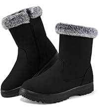 Aomigoct Women Winter Snow Boots: Fur Lined Warm Slip On Boots for Women Waterproof Booties Comfortable Outdoor