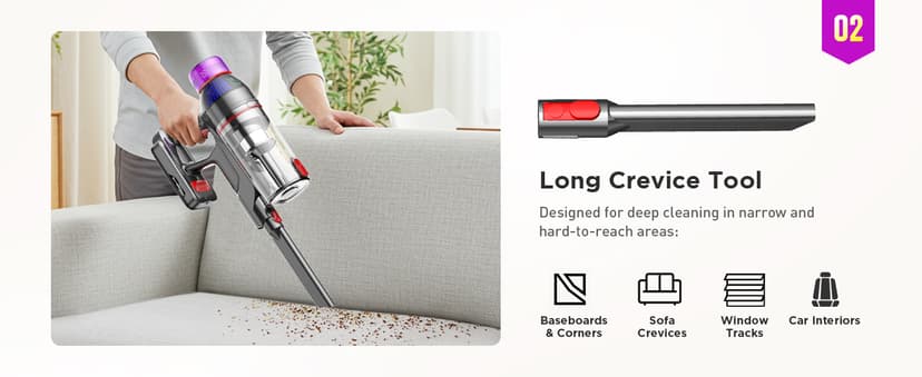 Cuzmok Cordless Stick Vacuum Cleaner - 550W Powerful Cordless Vacuum with HEPA Filter, Up to 50min Runtime & Tangle-Free Lightweight & Detachable Battery for Pet Hair Carpet Hardwood Floor Cleaning