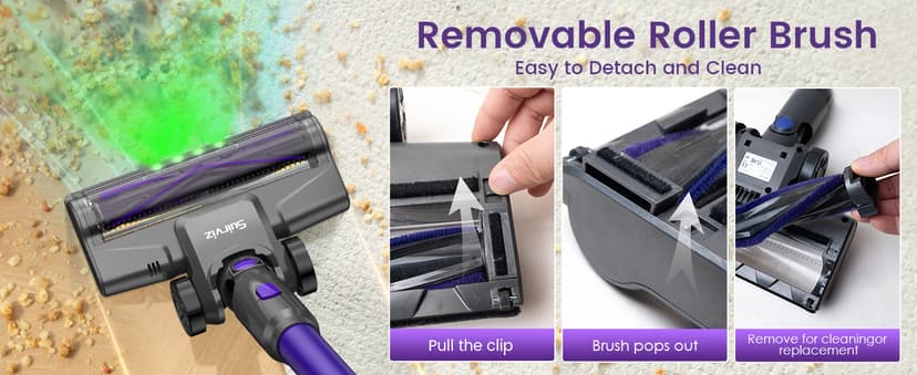 Cordless Vacuum Cleaner, 40KPA/500W/35Mins, Green LED Light, Lightweight Stick Vacuum Self-Standing, Vacuum Cleaners for Home Handheld Vacuum for Pet Hair, Carpet, and Hard Floors, U8