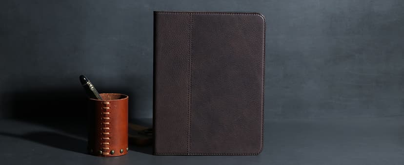 Gexmil Genuine Leather Case for iPad Pro 11 Inch (M5/M4) 2025/2024 with Pencil Holder,Protective Shockproof Leather Smart Folio Cover Adjustable Stand Auto Sleep/Wake Anti-Slip, Flower Brown