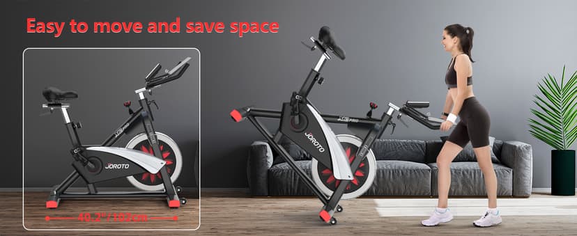 JOROTO Exercise Bike, Magnetic Stationary Bikes for Home with 40LBS Flywheel, App Supported Indoor Bike with 350LBS Weight Capacity, Low Noise,Digital Monitor,Bottle and Tablet Holder