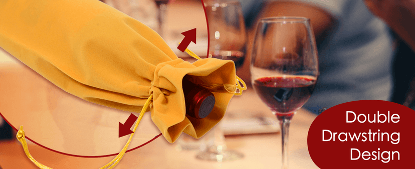 BOOPANREE 4 Pcs velvet wine bags, Wine Champagne Gift Bag With Drawstring,red Wine Drawstring Bottle Bags cloth for housewarming/party/birthday/wedding/bottle decoration bag (Wines Red)